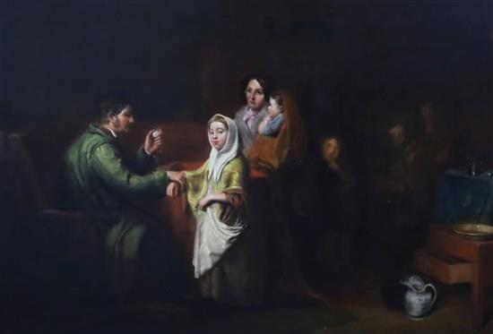 19th century English School Physician and Patients 14 x 20in.